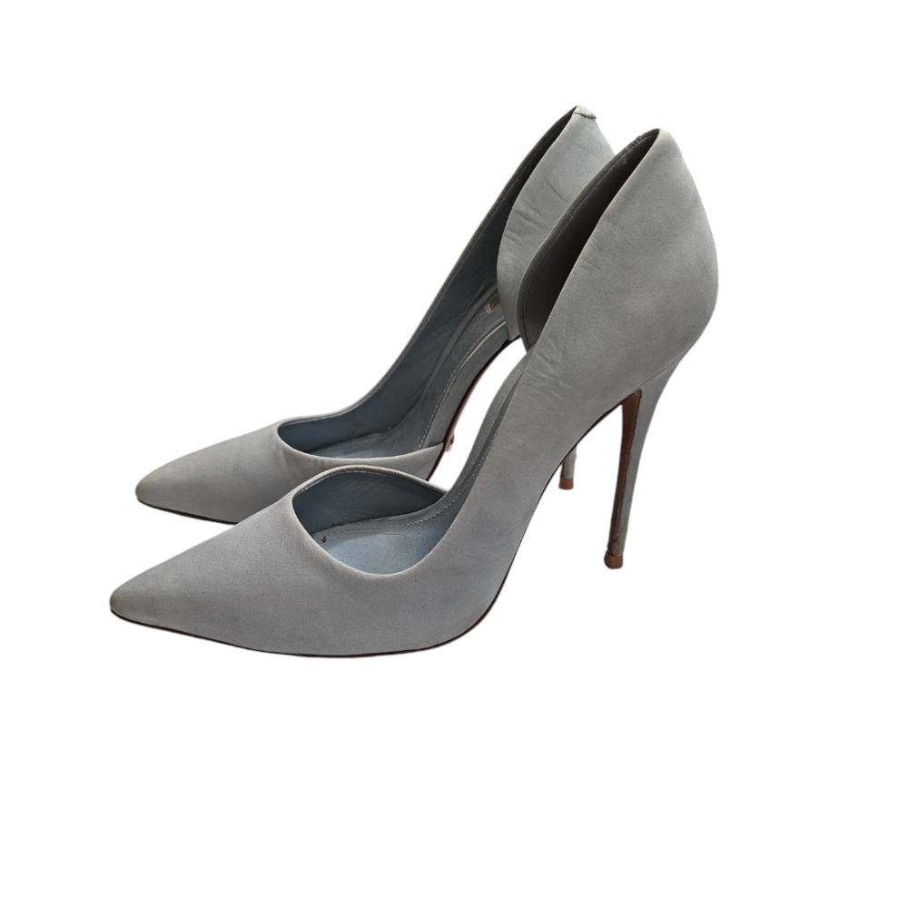 Schutz Rita D'orsay Light Blue Pointy Toe Suede High Heels 6B - Picture 5 of 9